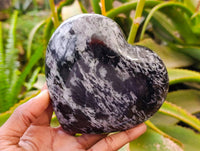 Polished Gabbro 'Merlinite' Hearts x 2 From Madagascar - Toprock Gemstones and Minerals