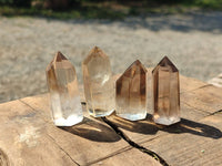 Polished Wispy Phantom Smokey Quartz Crystals x 20 From Madagascar - Toprock Gemstones and Minerals