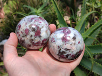Polished Rubellite Pink Tourmaline Spheres x 6 From Ambatondrazaka, Madagascar - Toprock Gemstones and Minerals