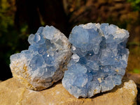 Natural Blue Celestite Crystal Specimens x 3 From Sakoany, Madagascar - Toprock Gemstones and Minerals