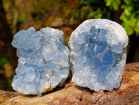 Natural Blue Celestite Crystal Specimens x 3 From Sakoany, Madagascar - Toprock Gemstones and Minerals