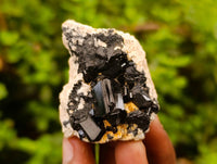 Natural Schorl Black Tourmaline with Hyalite Opal x 12 From Erongo, Namibia - Toprock Gemstones and Minerals