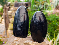 Polished Black Tourmaline Standing Free Forms x 4 From Madagascar - Toprock Gemstones and Minerals