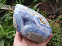 Polished Blue Lace Agate Standing Free Forms x 1 From Nsanje, Malawi - Toprock Gemstones and Minerals