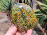 Polished Green Opal Standing Free Forms x 3 From Antsirabe, Madagascar - Toprock Gemstones and Minerals