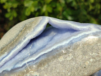 Polished Blue Lace Agate Standing Free Forms x 2 From Nsanje, Malawi - Toprock Gemstones and Minerals