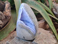Polished Blue Lace Agate Standing Free Forms x 2 From Nsanje, Malawi - Toprock Gemstones and Minerals