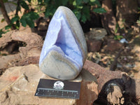 Polished Blue Lace Agate Standing Free Forms x 2 From Nsanje, Malawi - Toprock Gemstones and Minerals