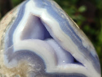 Polished Blue Lace Agate Standing Free Forms x 2 From Nsanje, Malawi - Toprock Gemstones and Minerals