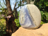Polished Blue Lace Agate Standing Free Forms x 2 From Nsanje, Malawi - Toprock Gemstones and Minerals