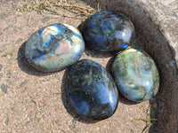 Polished Labradorite Palm Stones x 12 From Tulear, Madagascar - Toprock Gemstones and Minerals