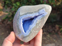 Polished Blue Lace Agate Standing Free Forms x 2 From Nsanje, Malawi - Toprock Gemstones and Minerals