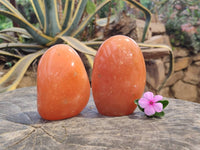 Polished Orange Twist Calcite Standing Free Forms x 2 From Maevantanana, Madagascar - Toprock Gemstones and Minerals