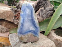 Polished Blue Lace Agate Standing Free Form x 1 From Nsanje, Malawi - Toprock Gemstones and Minerals