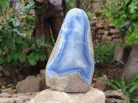 Polished Blue Lace Agate Standing Free Form x 1 From Nsanje, Malawi - Toprock Gemstones and Minerals