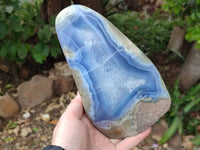 Polished Blue Lace Agate Standing Free Form x 1 From Nsanje, Malawi - Toprock Gemstones and Minerals