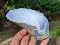 Polished Blue Lace Agate Standing Free Forms x 2 From Nsanje, Malawi - Toprock Gemstones and Minerals