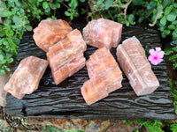 Natural Rhombohedral Sunset Orange Calcite Specimens x 6 From Spitzkop, Namibia - Toprock Gemstones and Minerals