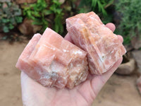 Natural Rhombohedral Sunset Orange Calcite Specimens x 6 From Spitzkop, Namibia - Toprock Gemstones and Minerals