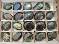 Polished Labradorite Palm Stones x 20 From Tulear, Madagascar - Toprock Gemstones and Minerals