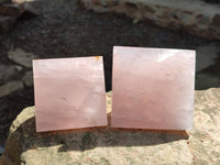 Polished Rose Quartz Pyramids x 2 From Madagascar - Toprock Gemstones and Minerals