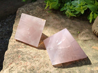 Polished Rose Quartz Pyramids x 2 From Madagascar - Toprock Gemstones and Minerals
