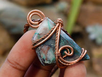 Hand Made Mixed Stone Copper Wire Wrapped Pendants x 6 From Southern Africa - Toprock Gemstones and Minerals