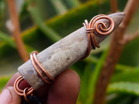 Natural Belemnite Fossil Bullet Copper Art Pendant With Plaited Cord - sold per piece - From Madagascar - Toprock Gemstones and Minerals