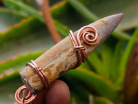 Natural Belemnite Fossil Bullet Copper Art Pendant With Plaited Cord - sold per piece - From Madagascar - Toprock Gemstones and Minerals
