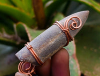 Natural Belemnite Fossil Bullet Copper Art Pendant With Plaited Cord - sold per piece - From Madagascar - Toprock Gemstones and Minerals