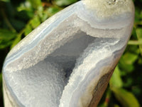 Polished Blue Lace Agate Standing Free Forms x 2 From Nsanje, Malawi - Toprock Gemstones and Minerals