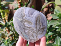 Polished Blue Lace Agate Standing Free Forms x 2 From Nsanje, Malawi - Toprock Gemstones and Minerals