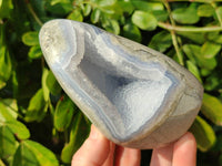 Polished Blue Lace Agate Standing Free Forms x 2 From Nsanje, Malawi - Toprock Gemstones and Minerals