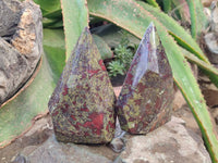 Polished Bastite Dragons Blood Stone Points x 2 From Tshipise, South Africa - Toprock Gemstones and Minerals