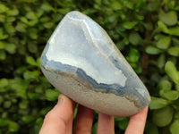 Polished Blue Lace Agate Standing Free Forms x 2 From Nsanje, Malawi - Toprock Gemstones and Minerals
