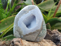 Polished Blue Lace Agate Standing Free Forms x 2 From Nsanje, Malawi - Toprock Gemstones and Minerals