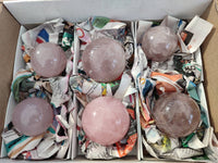 Polished Rose Quartz Spheres x 6 From Madagascar - Toprock Gemstones and Minerals