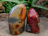 Polished Polychrome Jasper Standing Free Forms x 2 From NW Coast, Madagascar - Toprock Gemstones and Minerals