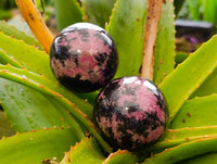 Polished Rhodonite Spheres x 6 From Ambindavato, Madagascar - Toprock Gemstones and Minerals