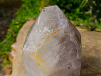 Polished Smokey Window Amethyst Crystal with Rutile x 1 From Akansobe, Madagascar - Toprock Gemstones and Minerals