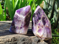 Polished Deep Purple Chevron Amethyst Points x 2 from Ankazobe, Madagascar - Toprock Gemstones and Minerals