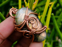 Hand Made Labradorite Copper Wire Wrapped Stone Pendants - Sold Per Piece - From South Africa - Toprock Gemstones and Minerals