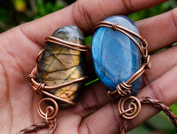 Hand Made Labradorite Copper Wire Wrapped Stone Pendants - Sold Per Piece - From South Africa - Toprock Gemstones and Minerals