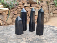 Polished Black Basalt Points x 6 From Madagascar - Toprock Gemstones and Minerals