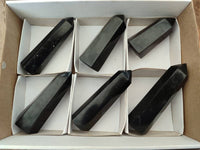 Polished Black Basalt Points x 6 From Madagascar - Toprock Gemstones and Minerals