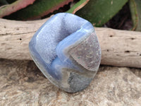 Polished Blue Lace Agate Standing Free Forms x 2 From Nsanje, Malawi - Toprock Gemstones and Minerals