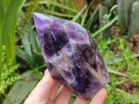 Polished Chevron Amethyst Points x 2 From Zambia - Toprock Gemstones and Minerals