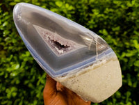 Polished Blue Lace Agate Standing Free Form x 1 From Nsanje, Malawi - Toprock Gemstones and Minerals