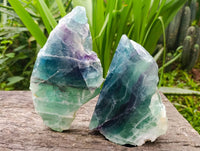Polished On One Side Watermelon Fluorite Slices x 2 From Uis, Namibia - Toprock Gemstones and Minerals