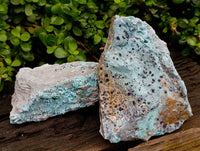 Natural Drusy Coated Chrysocolla Specimens x 2 From Likasi, Congo - Toprock Gemstones and Minerals